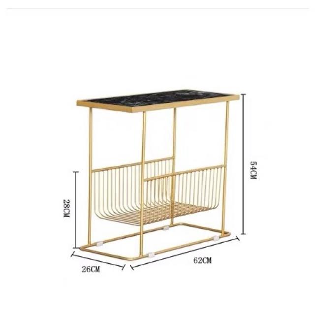 상 Zongyue 장인 북유럽 대리석 소파 작은 측면 몇 가벼운 고급 사이드 캐비닛 사이드 테이블 코너 여러, 금 브래킷 + 검은 색과 흰색 뿌리 (대리석)