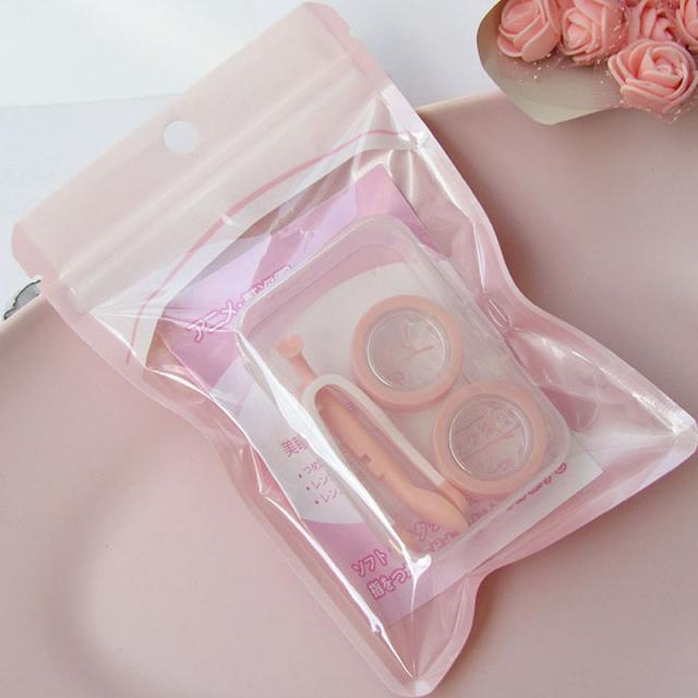 클린온 투명 집게 세트 렌즈 케이스, 2개, 핑크