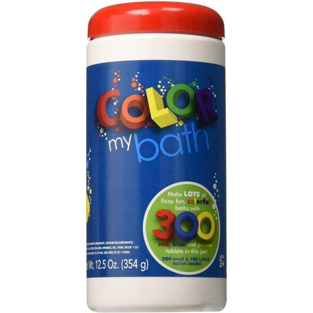 Color My Bath-300 Tablet Jar-Fizzing Tub Water 1 차 색상 변경 탭 어린이를위한 재미 있고 교육적인