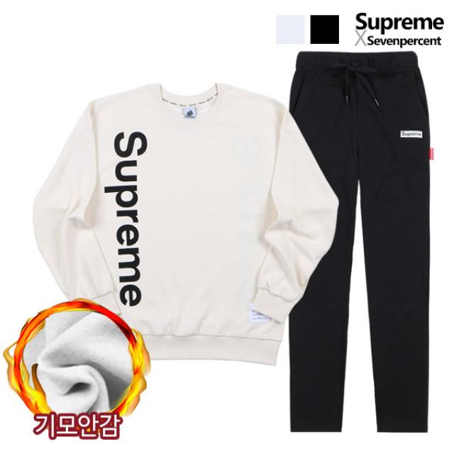 슈프림 남여공용 기모 오버핏맨투맨 세트 SUPREME 세로슈프림 SET