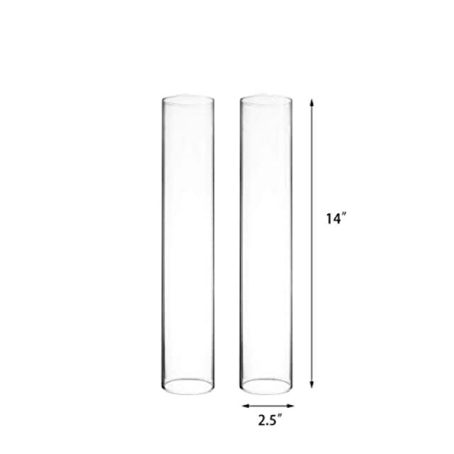 다양한 크기의 유리 허리케인 캔들 홀더 탁상 보호 장식 굴뚝 튜브 유리 실린더의 양쪽 개방적인 허리케인 촛불 음영 6 개 (2.5 폭 14 대), 본상품