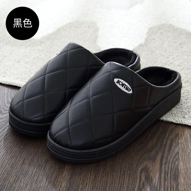 볼링화 방수 면슬리퍼 여성겨울 홈웨어 pu가죽면 슬리퍼남성 미끄럼방지 소프트두꺼운바닥 털추가 바닥 닦기