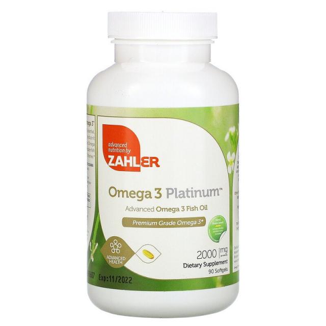 자일러 Zahler 오메가 3 플래티넘 고급 피쉬 오일 2 000 mg 90 소프트 젤, 90개, 1개