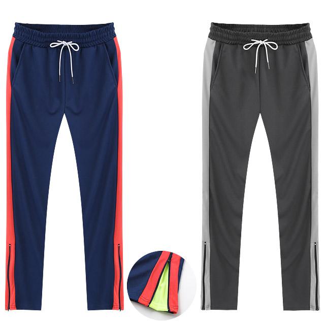맨하탄브리즈 봄 가을용 지퍼배색 트랙팬츠