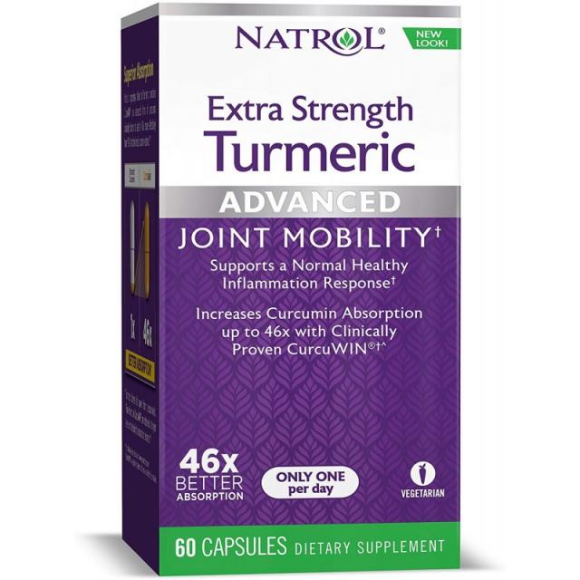 Natrol Extra Strength 심황 캡슐 세포 염증 심장 관절 및 뇌 건강 지원 임상 적으로 입증 된 CurcuW, 1