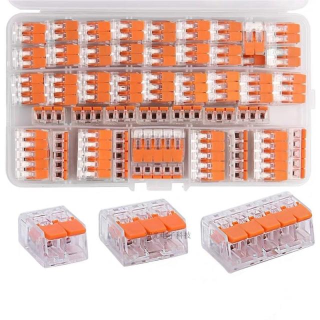75Pcs For 221 Electrical Connectors Wire Block Clamp Terminal Cable Reusable Mini Quick Home Wire Te, orange