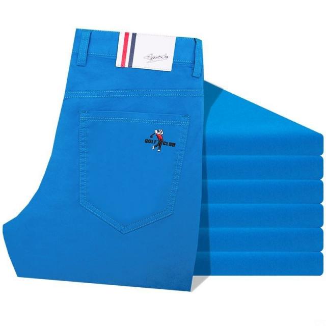 봄여름 순면바지 남바지 미디 일자핏 비즈니스 캐주얼 바지 골프바지 골프 바지얇은 컬러 팬츠 블루