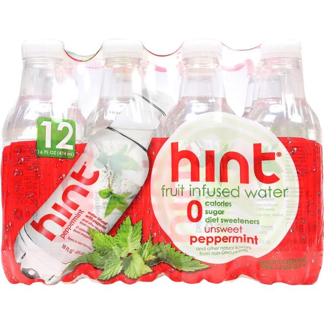 Hint Water Peppermint 힌트 워터 페퍼민트맛 16oz (474ml) 12팩, 1개