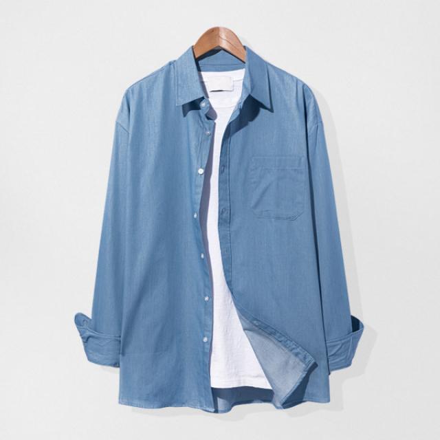 제이에이치스타일 오버핏 해지 청 셔츠