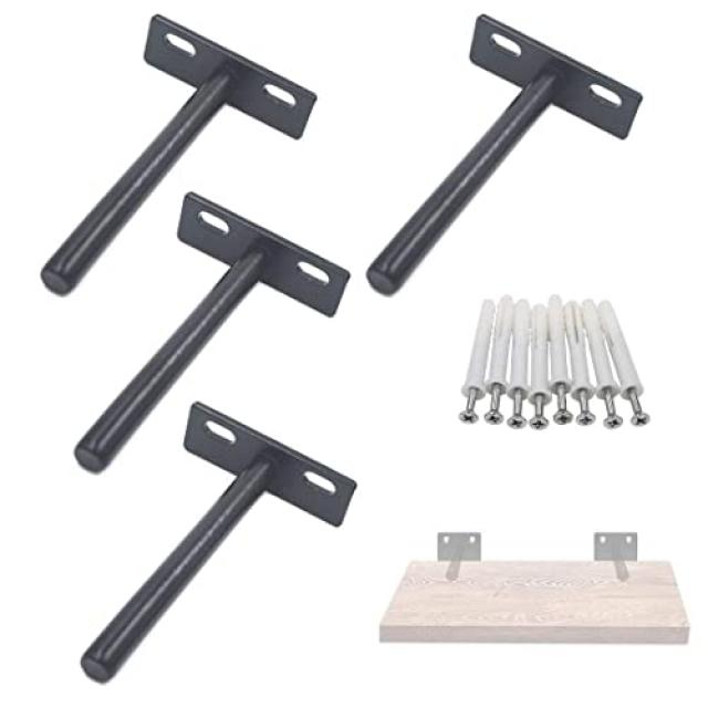 Spzcdza 4 플로팅 선반 브래킷 (4 대의 컴퓨터) 보이지 않는 지원 브래킷 블라인드 캐리어 지원 숨겨진 선반 브래킷 경화증 숨겨진 부동 선반 블라인드 벽 선반 단단한 강철 브래킷, 본상품