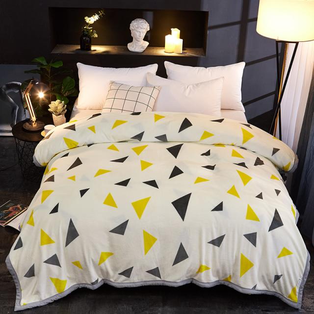 무릎담요 산호 모직 담요 침대매트리스 깔기침대 두꺼운 보온 침대시트 기모 겨울용 작은이불 한벌 플란넬, C18-색채 찬란