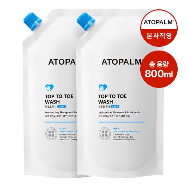 아토팜 [아토팜][1+1] 탑투토 워시 리필 400ml, 단품없음