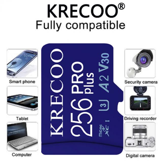 KRECOO® Micro SD 카드 모바일 카메라 디지털 카메라 microSD 메모리 카드는 Microsdxc to Sd 어댑터가 있는 대부분의 장치 메모리 카드에 맞습니다, 256