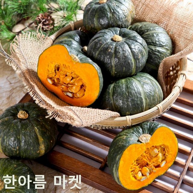 [제주 애월 산지직송 미니 밤호박] 한아름마켓 달콤가득 제주 미니 밤호박(보우짱) 3kg(11~14수), 5kg(17~24수), 10kg(34~48수), 1. 미니 밤호박3kg(11~14수)