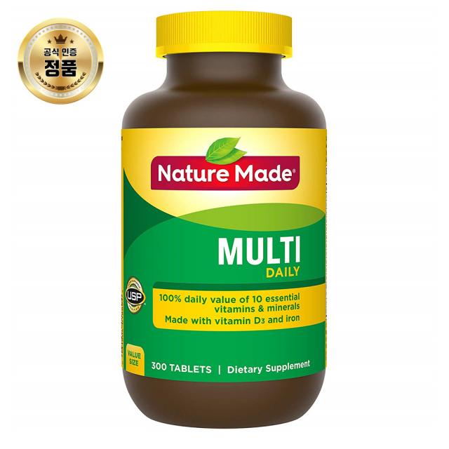 Nature Made Multi Daily Vitamin With Iron and Calcium Value Size 멀티 데일리 300정 X 3세트, 1개입, 1개