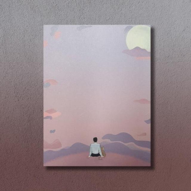 LCF307836동주와 고양이 몽글몽글 달 구경 떡 메모지