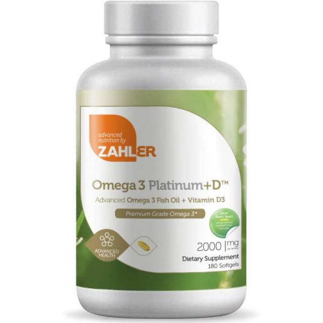 Zahler Omega 3 Platinum + D 모든 자연 순수 생선 기름 보충제 비린내 뒷맛이없는 트림없는 소프트 젤, 1