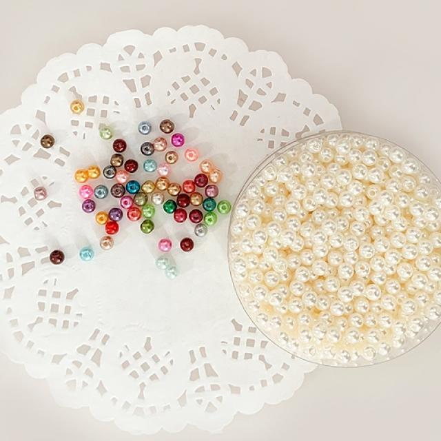 [수기네오피스]진주구술 구슬꿰기 팔찌만들기 목걸이만들기 만들기, 1통, 진주5원형-혼합