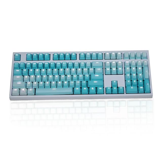 PBT 키보드 레인보우 그라데이션 키캡 87 104 108키 자판, 108 키스 프로스트 블루 + 공식 표준