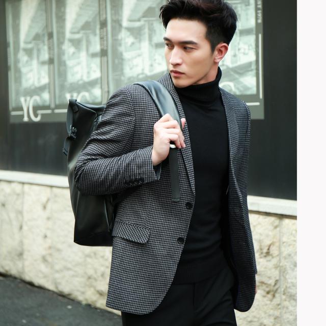 REDLIFO 남성 체크 자켓 블레이저 천조격 남자 슬림한한 2019 가을 패션 빈티지 잔체크
