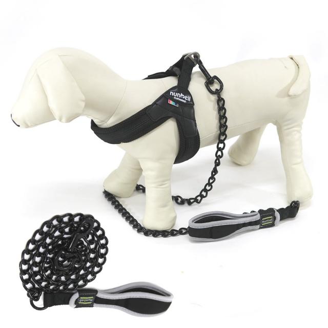 주식회사가리온 NUNBELL 강아지 강철 리드줄 강아지목줄, (블랙)(소), 1개