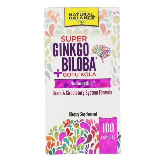 Natural Balance 내추럴 발란스 Super Ginkgo Biloba Gotu Kola 징코 빌로바 고투콜라 은행잎 100캡슐, 1개, 1