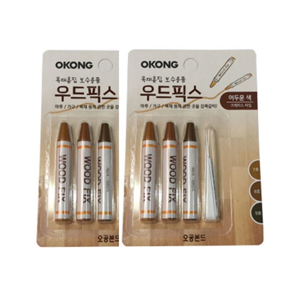 오공 우드픽스 목재흠집보수용품, 2개, 어두운색