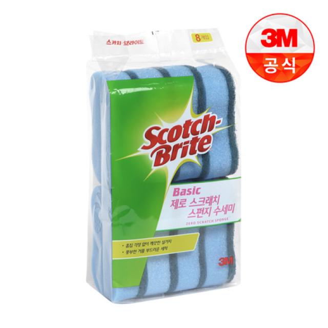 [멸치쇼핑][3M]베이직 제로스크래치 스펀지수세미 8입, 상세페이지 참조