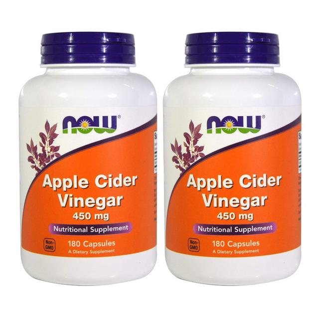 NOW Foods Apple Cider Vinegar 나우푸드 애플 사이다 비네거 450mg 180캡슐 (2팩), 1개