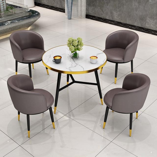 DIPYLON 4인테이블 의자세트 북유럽 경사교담 탁자와 의자 조합 접견 사무소 레저 매점부 소형, 브라운+[기함판] 테크노 천