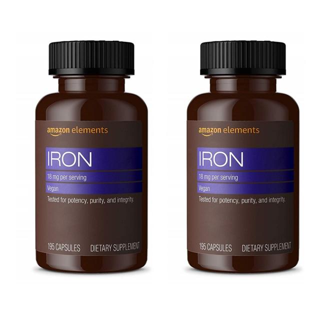 아마존 엘리먼트 Amazon Elements Iron 18mg 195정 2팩 철분 철 비타민 에너지 적혈구 글루텐 프리, 1개
