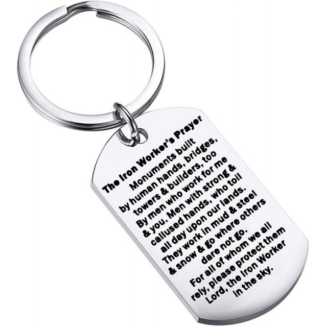 bobauna Iron Worker 's Prayer Dog Tag 키 체인 기념비 인간의 손으로 만든 교량 타워와 건축업자 나와