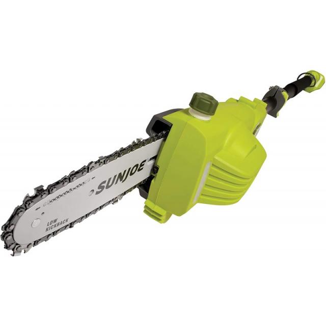 브러시리스 모터가 장착 된 Sun Joe ION8PS2-CT 전신주 체인 톱 공구 만 사용