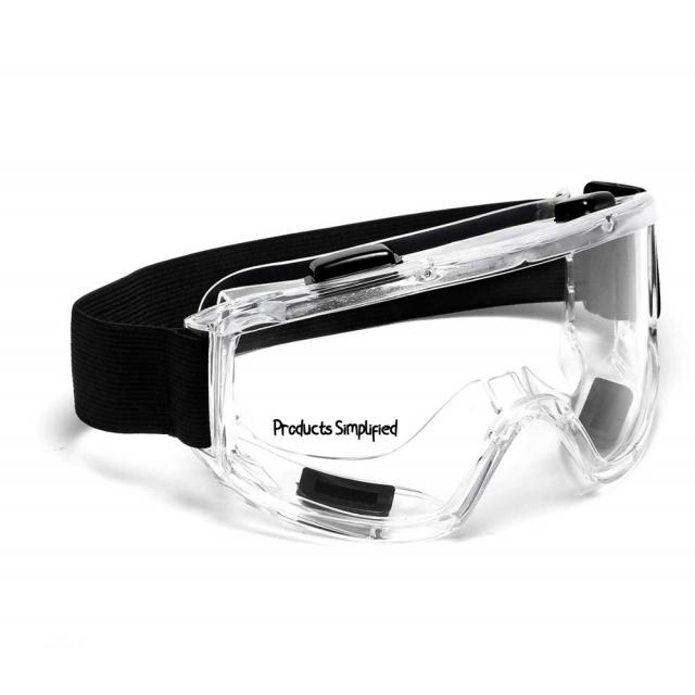 by Products Simplified 단순화 된 제품 | 다목적 남녀 안전 고글 (PPE) ANSI Z87 CE EN166 자외선 차단 |안개 방지 작업장 고글 긁힘 조절 가능한 스트랩 투명 와이드 비전 렌즈