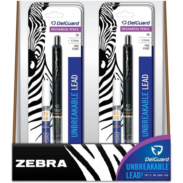 보너스 리드 리필이 적용된 Zebra DelGuard 기계 연필 파인 포인트 0.5mm 포인트 크기 표준 #2 HB 리