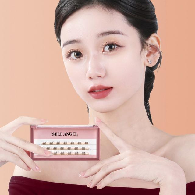 셀프천사 브라운 가닥 부분 속눈썹 갈색 A형 아이돌 인형 래쉬 인조 연장 래쉬 붙이기, 트윙클A형, C컬, 8+9+10mm