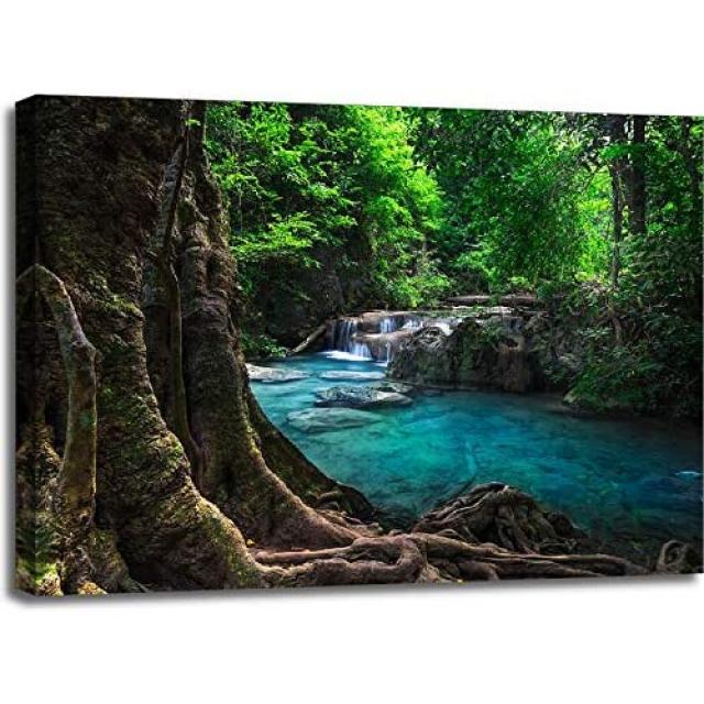 에라완 폭포와 난조 풍경. Kanchanaburi 태국 갤러리 포장 캔버스 아트 (30 인치 x 40 인치) (Canvas 30.0x40.0