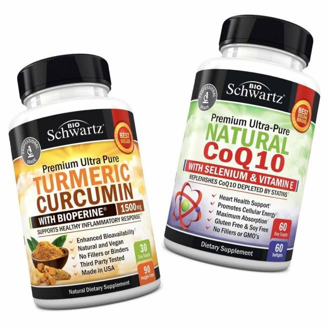 커큐민 BioPerine 1500mg + 셀레늄 및 비타민 E 함유 자연 Coq10 200mg-최대 흡수 생체 이용률을위한 심황 커큐민-비 GMO 글루텐 프리(커큐민), 1개, 1