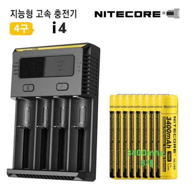 WB무배 나이트코어 18650 충전기 i4 리튬이온배터리 3400mX8 // 리튬이온 충전지, 1개, 기본값, 기본값