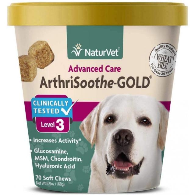 NaturVet ArthriSoother-Gold 레벨 3 고급 강아지 공동 관리 – 글루코사민 MSM 콘드로틴 및 히알루론산, 단일옵션