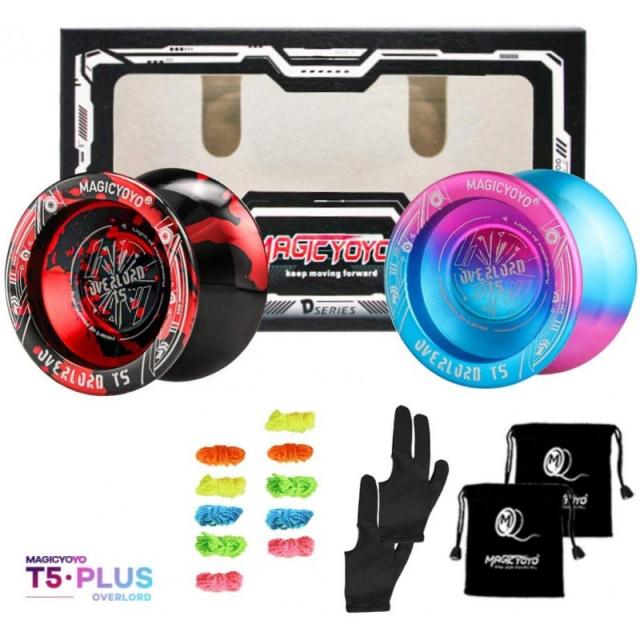 2 개의 팩 MAGICYOYO T5 Plus 대 군주 프로페셔널 요요 어린이를위한 무응답 메탈 요요 공 요령 요요, 단일상품