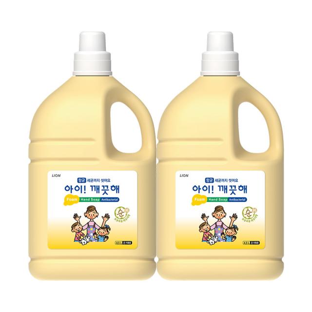 아이깨끗해 핸드솝 4.5L, 순 온가족용, 2개