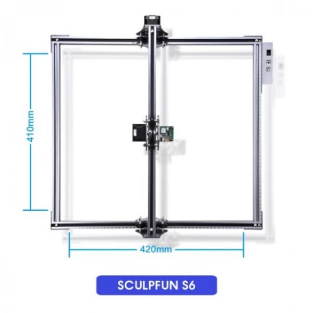 SCULPFUN S6 30W 레이저 조각기 눈 보호 데스크탑 DIY 조각 기계 고정밀 410x420mm 대형 영역