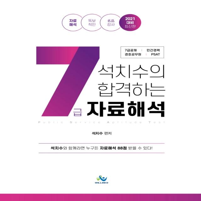 석치수의 합격하는 7급 자료해석(2021):7급 공채 경호공무원 민간경력 PSAT, 윌비스, 9791166181108, 석치수