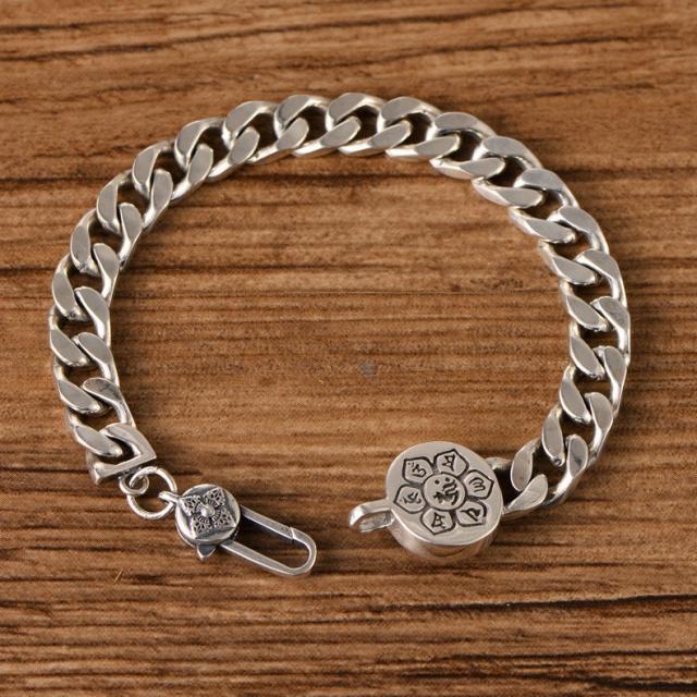 비에스피 실버 팔찌 S925 은장신구 소인종 흑인 클래식 태은 금강 절굿공이를 함 원 패 남자타입 핸드메이드 플랫