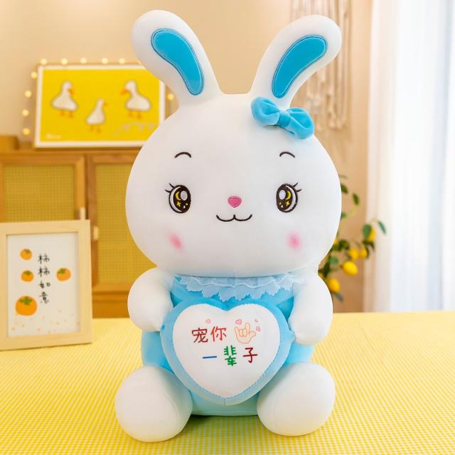 봉제완구 큐트 허그 하트 토끼 공공의 어린 부드러운 수면 쿠션 여자아이 봉제인형 생일선물 남자 4176637719, 블루 애완 너 한평생, 35 센치 수장 구독 -첩을 두다 선