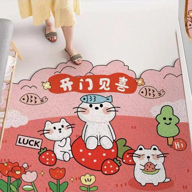 만화 동물 입장 내장 불규칙 재단 가능 PVC 카펫 싱그러운 애니메이션 창의 화장실 욕조 매트리스욕실 미끄럼방 욕실매트, 140*200cm, 단도직입적으로 기뻐하다