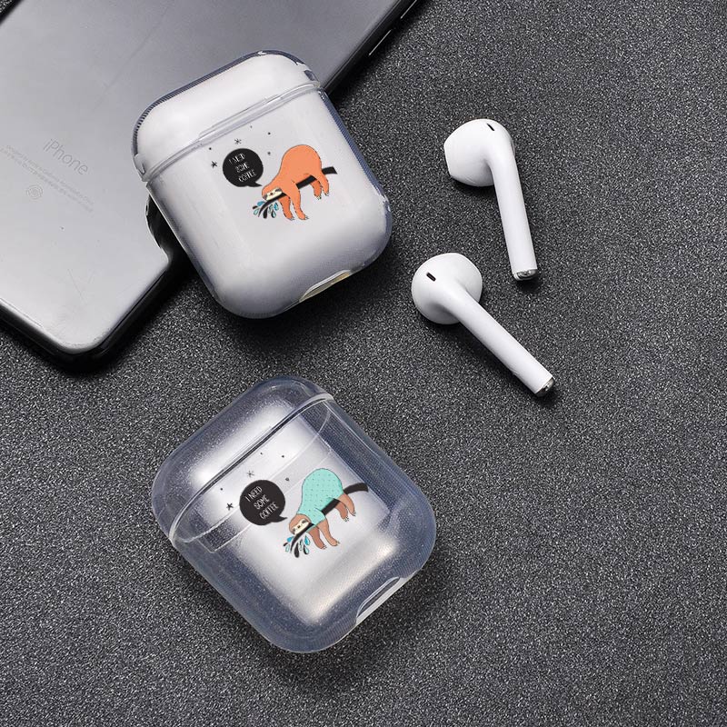 애플 airpods 케이스에 대 한 부드러운 실리콘 귀여운 이어폰 케이스 이어폰 액세서리에 럭셔리 만화 나태 투명 한 airpods 케이스, 단일, 하늘색