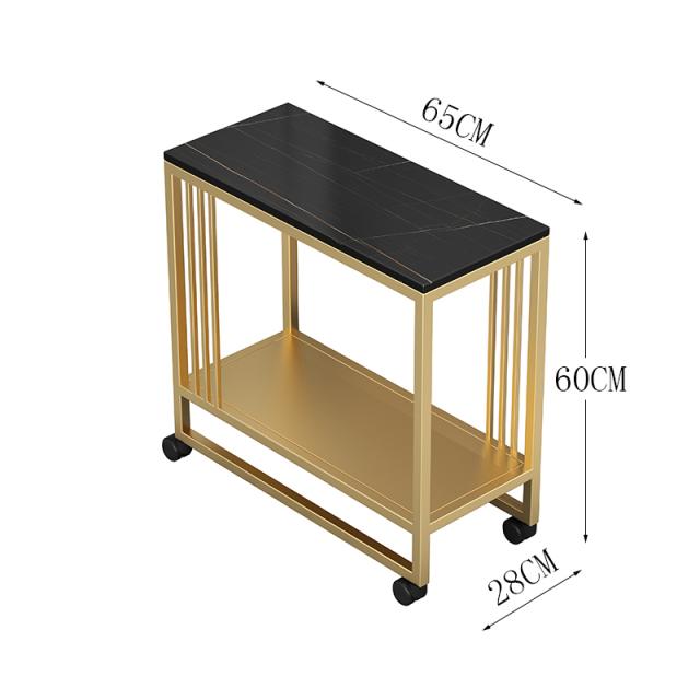 침대 사이드 가습기거치대 틈새 미니 테이블 보조 폭좁은 슬림 선반 암판가 변의 캐비닛 레드 라이트 대리석 이동각 변의 머리 옆 이 좁다, 12 금테+로렌 블랙골드 이동휠
