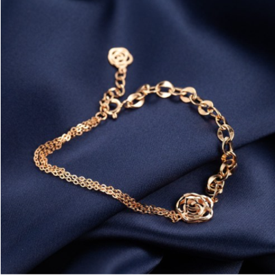 [빠른배송] 도로시쥬얼리 14k 18k 할로우 더블체인 로즈 팔찌